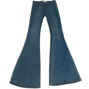 Free People Jeans Womens 24 Blue jeans Pull On Flare Bell Bottoms Low Rise